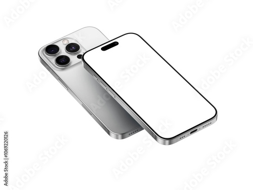 High quality realistic 3d render smartphone ui ux screen mockup with transparent PNG