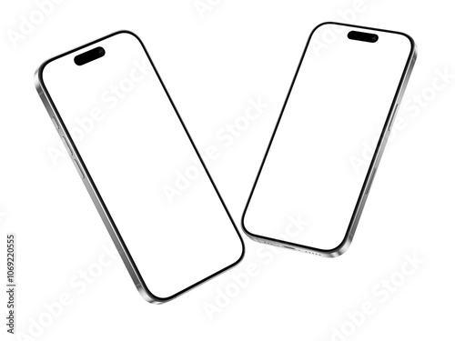 High quality realistic 3d render smartphone ui ux screen mockup with transparent PNG