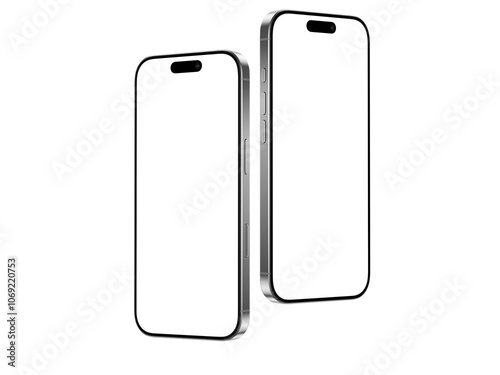 High quality realistic 3d render smartphone ui ux screen mockup with transparent PNG