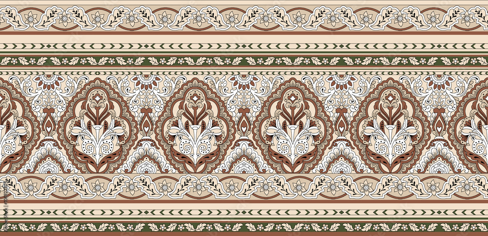 seamless beautiful wallpaper cards border design floral leaf vintage ornament Victorian geometric ethnic print paisley