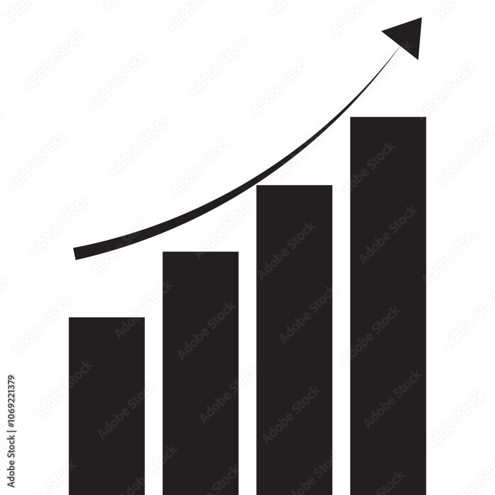 Minimalist black and white bar chart logo with upward arrow symbolizing growth success and progress ideal for business finance analytics and marketing presentations and branding materials Minimalist black and white bar chart logo with upward arrow symbolizing growth success and progress ideal for business finance analytics and marketing presentations and branding materials