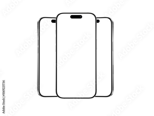 High quality realistic 3d render smartphone ui ux screen mockup with transparent PNG