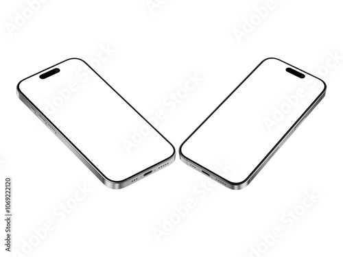 High quality realistic 3d render smartphone ui ux screen mockup with transparent PNG