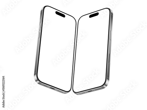 High quality realistic 3d render smartphone ui ux screen mockup with transparent PNG