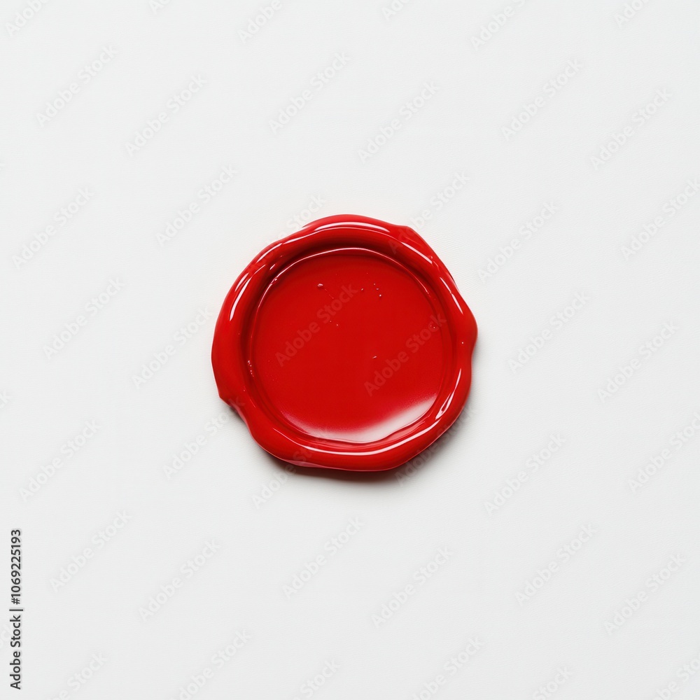 A vibrant red wax seal on a plain white background A vibrant red wax seal on a plain white background