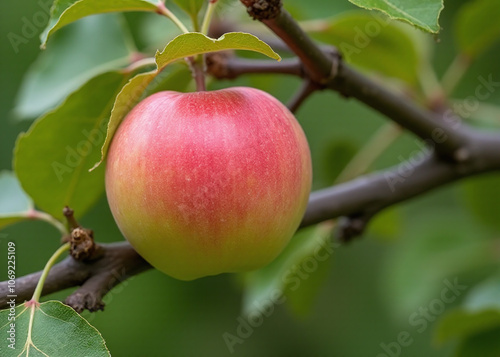 Viele farbenfrohe Äpfel wachsen und werden auf dem Baum getrunken photo