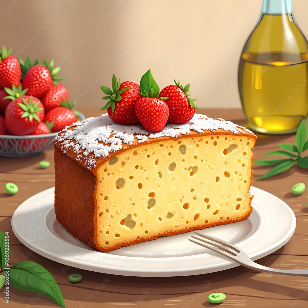 Enjoy a slice of heaven with this creamy strawberry cheesecake made from scratch , digital art of still life concept. Enjoy a slice of heaven with this creamy strawberry cheesecake made from scratch , digital art of still life concept.