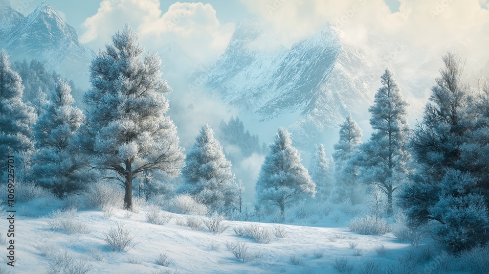 Fototapeta premium beautiful landscape with a river in the mountains in winter