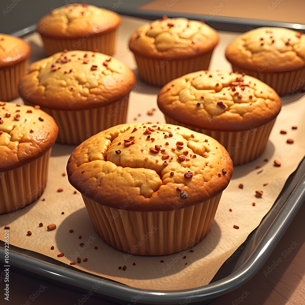 Experience the sweet aroma of freshly baked muffins that warm the heart and soul, 3d rendering of food photography concept. Experience the sweet aroma of freshly baked muffins that warm the heart and soul, 3d rendering of food photography concept.
