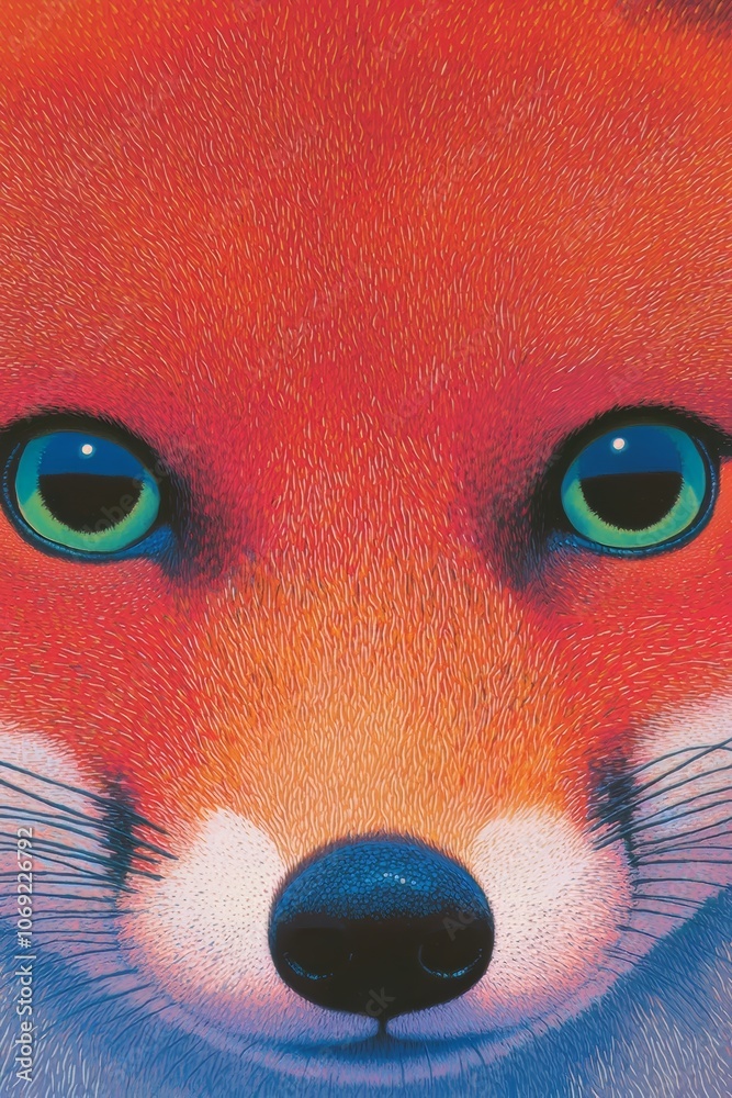 A Vibrant and Colorful Portrait of a Fox Featuring Striking and EyeCatching Colors