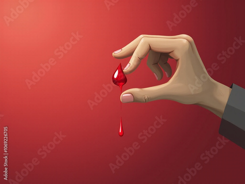 World Blood Donor Day World Hemophilia Day Hand holds a drop of blood World Hemophilia Day World Diabetes Day photo