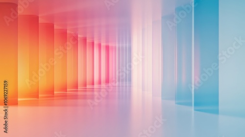 An Abstract Colorful Corridor Featuring Stunning Gradient Lighting Effects and Illumination