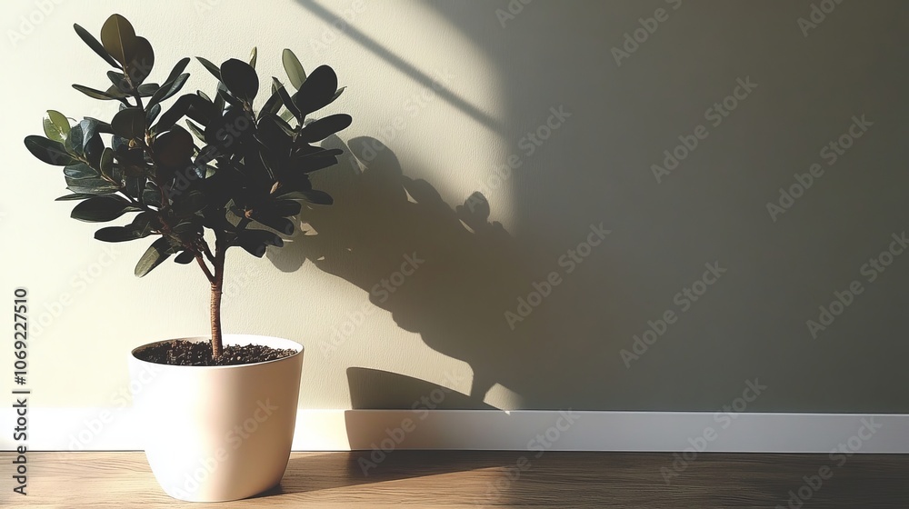 Indoor Plant Thriving in the Beautiful Natural Light and Shadows It Receives Perfectly