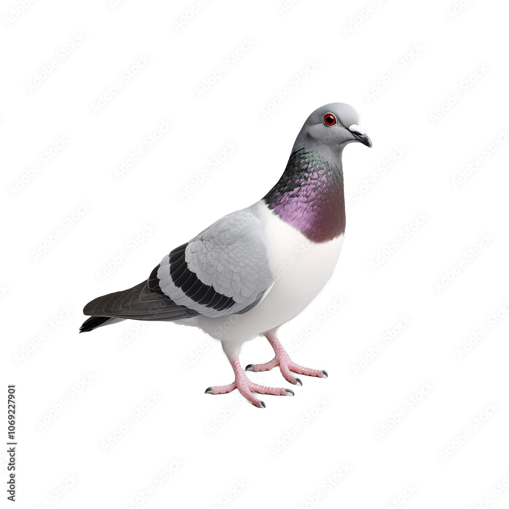 Single pigeon standing and looking to the side on transparent background Single pigeon standing and looking to the side on transparent background