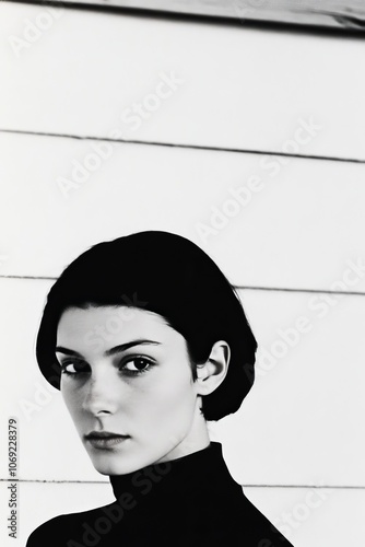 Obraz na płótnie An Elegant and Striking Fashion Model Portrait Captured Beautifully in Black and White w salonie