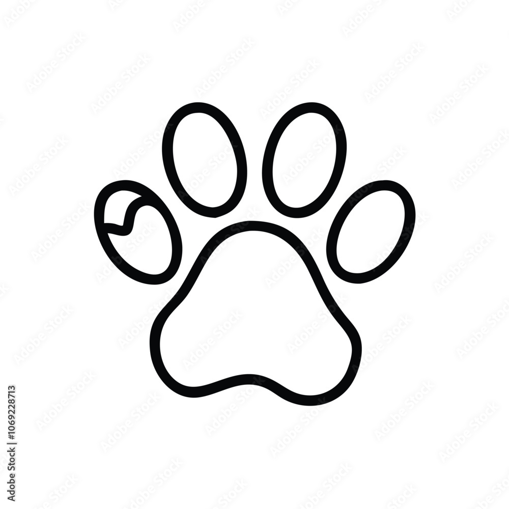 Simple Outline Paw Print Icon, Minimalistic black outline of a paw print, symbolizing pets, animals, and wildlife. Ideal for themes related to pet care, animal rescue, and veterinary services.
Simple Outline Paw Print Icon, Minimalistic black outline of a paw print, symbolizing pets, animals, and wildlife. Ideal for themes related to pet care, animal rescue, and veterinary services.