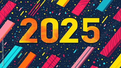Obraz na płótnie A Colorful Celebration Background for 2025 Featuring Dynamic and Engaging Patterns w salonie