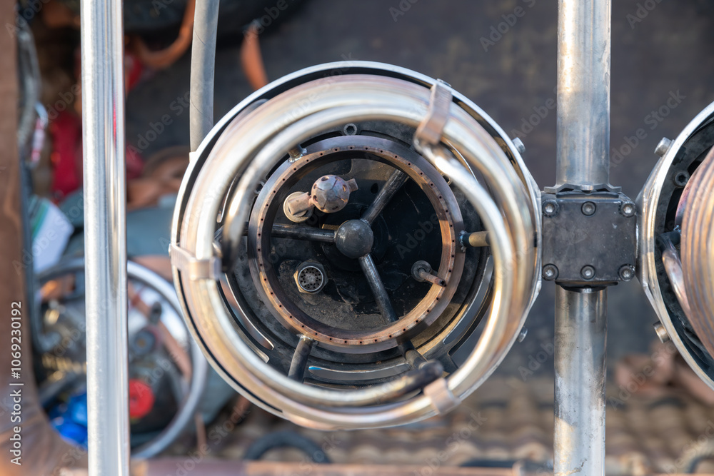 Fototapeta premium Detailed Close-up of Hot Air Balloon Burner Element