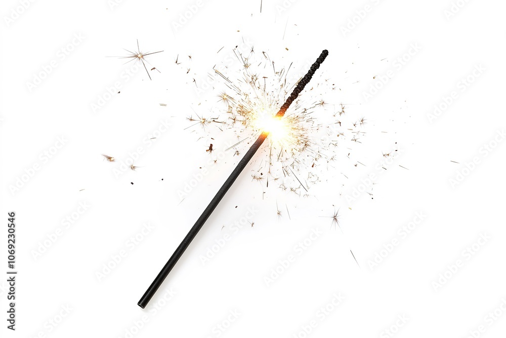 Bright sparkler burning with sparks Bright sparkler burning with sparks