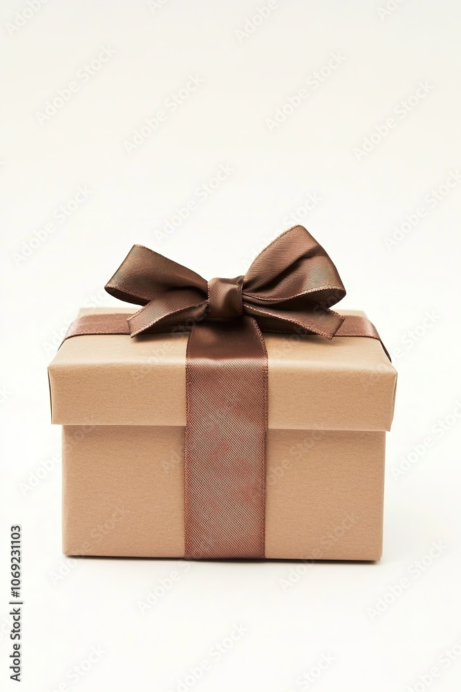 Obraz premium Gift box with satin ribbon on white background