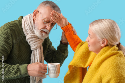 Sick mature couple with cup...