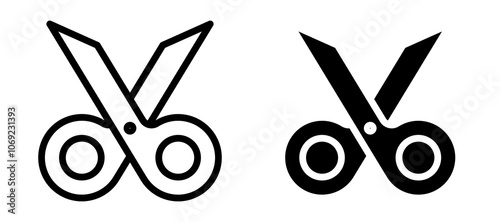 Scissors vector icon set in black color.