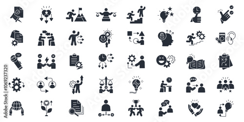 Soft skills icon set.vector.Editable stroke.linear style sign for use web design,logo.Symbol illustration.