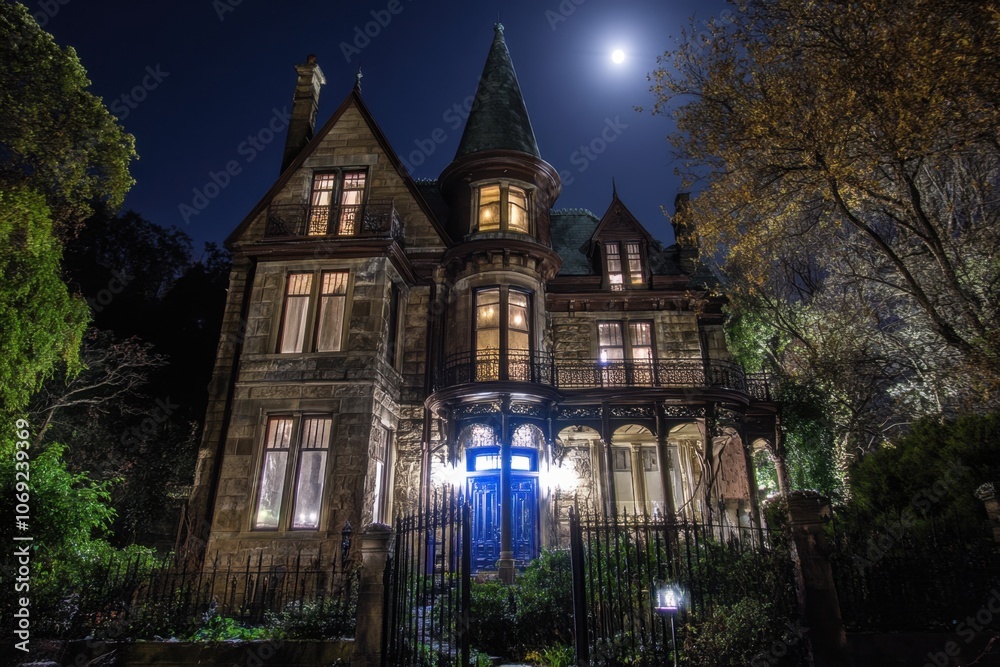 Enigmatic Victorian House Under Moonlight Enigmatic Victorian House Under Moonlight
