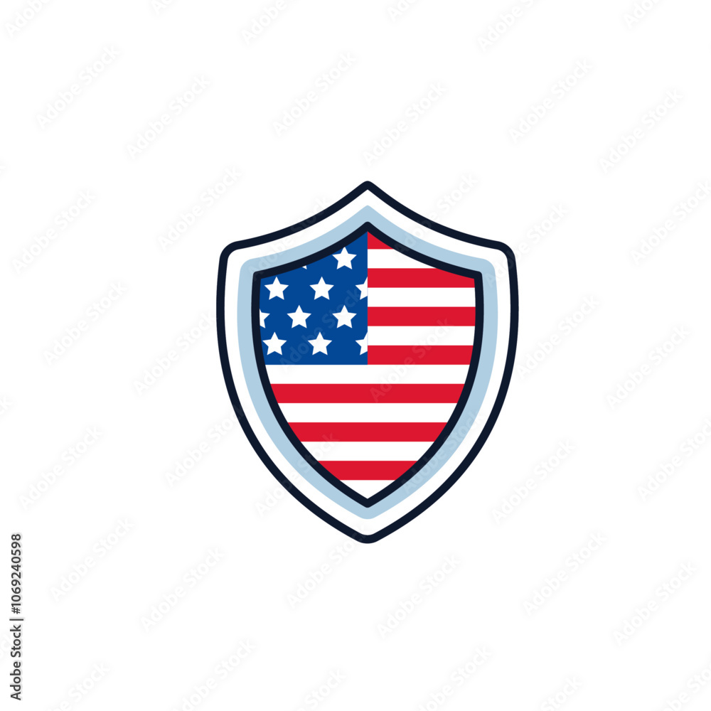 USA badge icon flat vector design