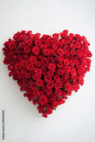 Vibrant red rose heart-shaped bouquet