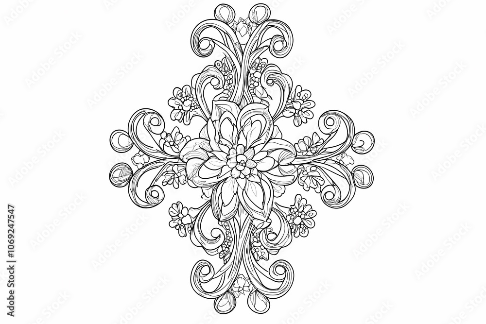 Intricate Black and White Mandala Line Art Design Intricate Black and White Mandala Line Art Design