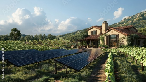 Solar Panels Installed on Vineyard for Energy