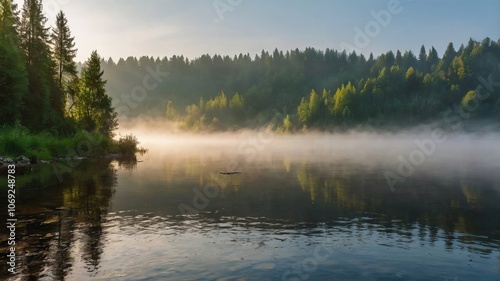 Misty Morning at Lacu Roșu: Foggy Summer Sunrise in Harghita County, Romania, Celebrating Nature's Beauty