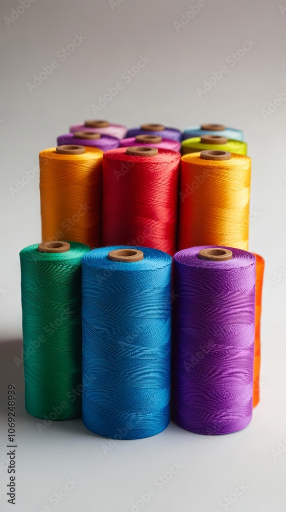 Colorful Thread Spools - Sewing Supplies Close-Up Colorful Thread Spools - Sewing Supplies Close-Up