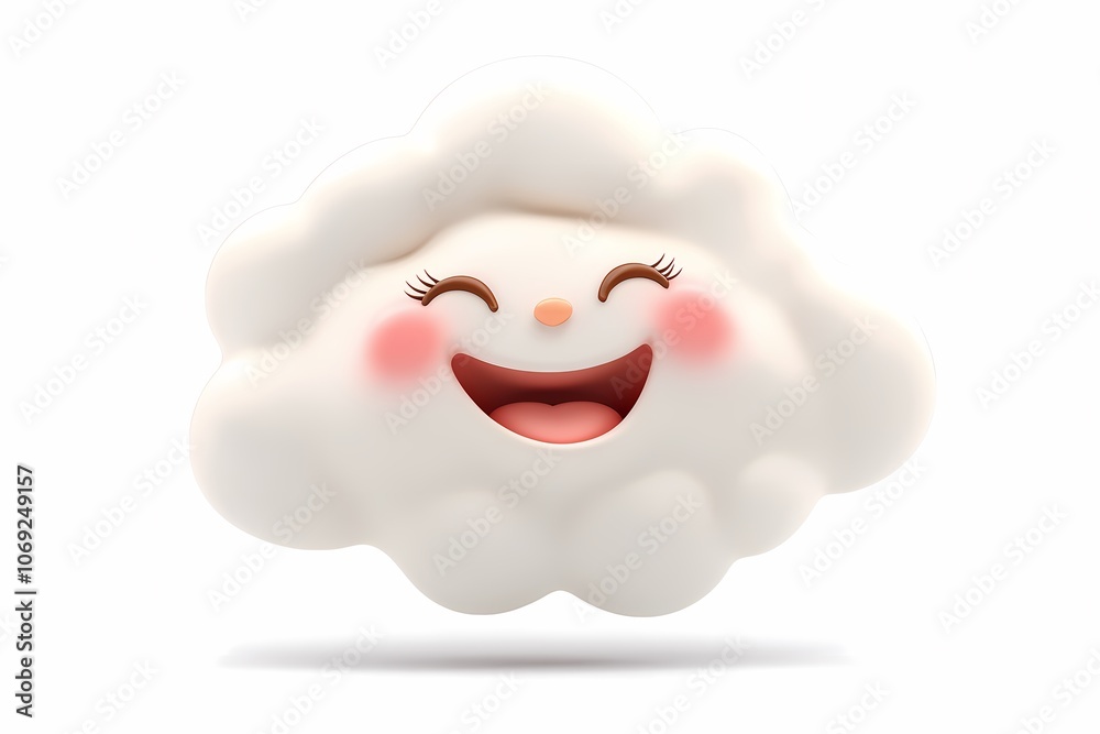 Naklejka premium Cheerful Cartoon Cloud with Rosy Cheeks and Smile