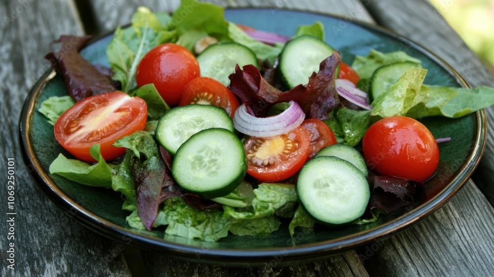 Fresh Green Salad on Plate Fresh Green Salad on Plate