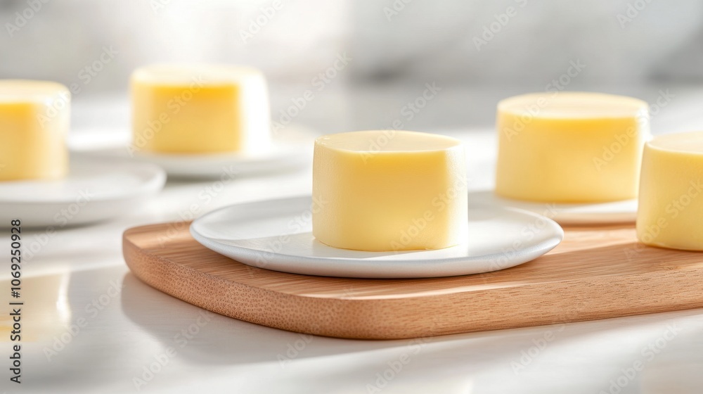 Delicious butter or cheese on a wooden board Delicious butter or cheese on a wooden board