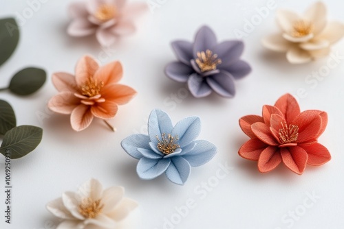 Assortment of beautiful artificial flowers in various colors and designs