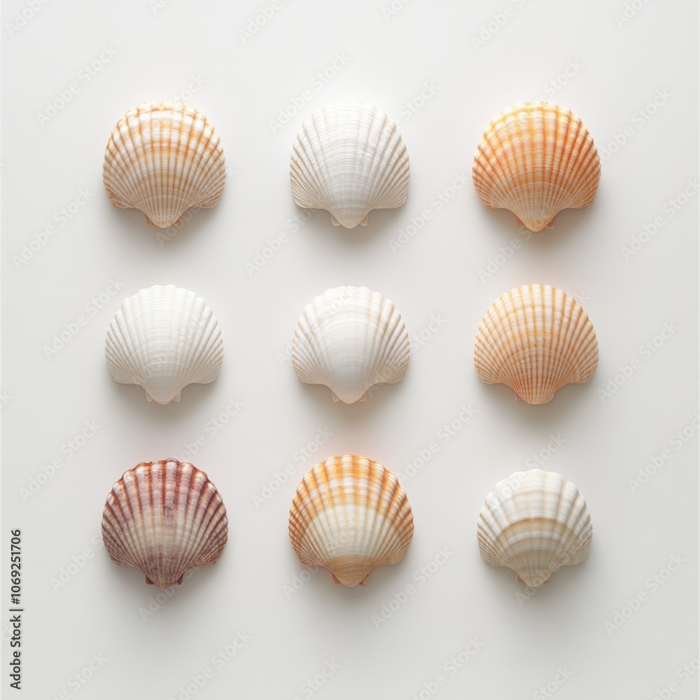 Assortment of seashells on a white background Assortment of seashells on a white background