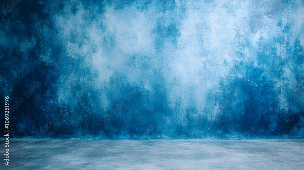 Studio portrait backdrop with traditional painted canvas or muslin fabric, featuring dramatic blue modulations Studio portrait backdrop with traditional painted canvas or muslin fabric, featuring dramatic blue modulations