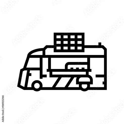 waffle food truck line icon vector. waffle food truck sign. isolated contour symbol black illustration