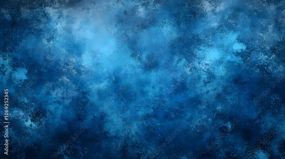 Fototapeta premium Studio portrait backdrop with traditional painted canvas or muslin fabric, featuring dramatic blue modulations