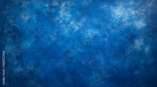 Studio portrait backdrop with traditional painted canvas or muslin fabric, featuring dramatic blue modulations