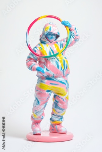 Vibrant and colorful astronaut figure in a futuristic spacesuit