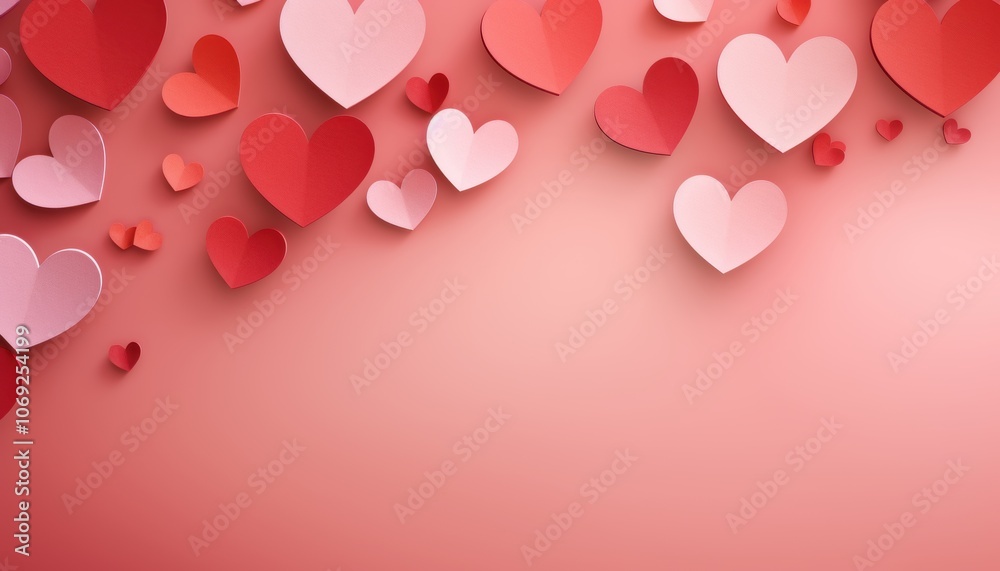 Valentine's day red and pink heart paper cutout design Valentine's day red and pink heart paper cutout design