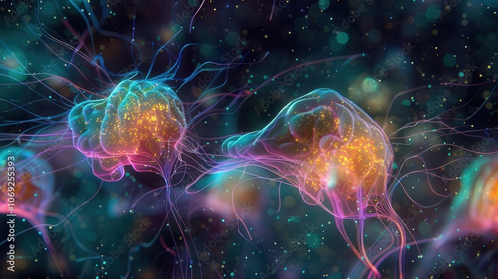 A high-tech visualization of brain cells, showing detailed synaptic activity and neural networks. --ar 16:9 --style raw --stylize 250 Job ID: 32bd57f9-0cc6-41c8-ad67-5a2f32997555 A high-tech visualization of brain cells, showing detailed synaptic activity and neural networks. --ar 16:9 --style raw --stylize 250 Job ID: 32bd57f9-0cc6-41c8-ad67-5a2f32997555