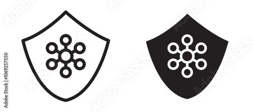 Virus protection shield vector icon.