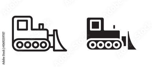 Bulldozer vector icon.