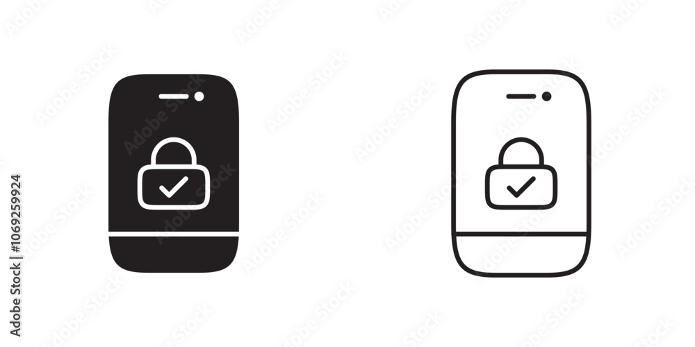 Mobile Verification Icon with Mobile and Lock, Representing Identity Verification, Secure Access, and Authentication Mobile Verification Icon with Mobile and Lock, Representing Identity Verification, Secure Access, and Authentication