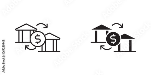 Money Transfer Icon Representing the Exchange of Funds Between Accounts, Secure Transactions, and Digital Banking
